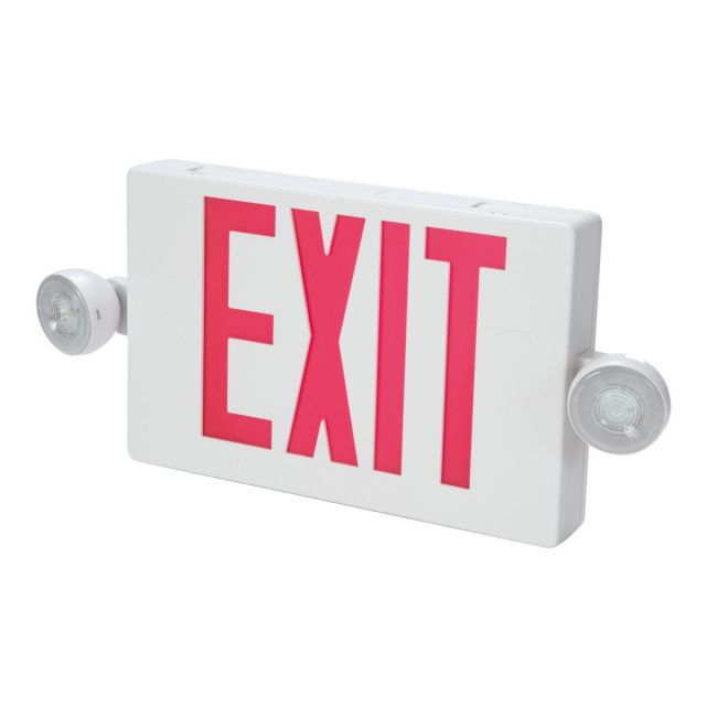 Sure-Lites White Emergency Exit LED Combo Sign, Round Head, Self Powered, 120-277V
