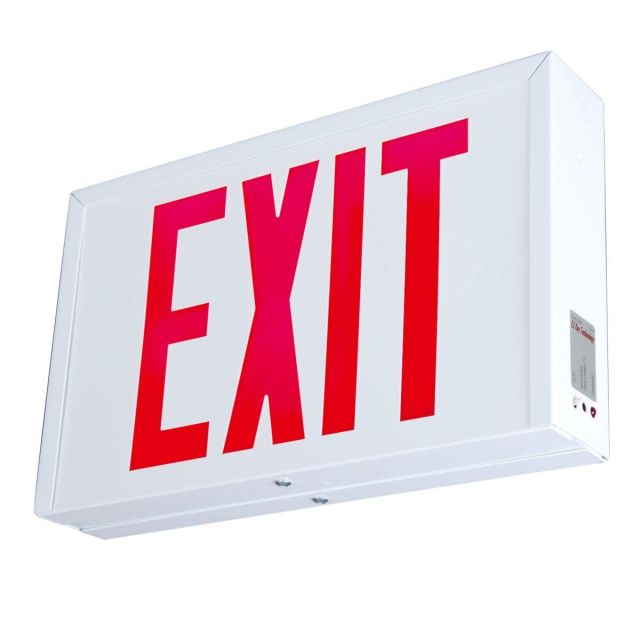 Sure-Lites Metal Housing Battery Backup Exit Sign, Universal Face, Red and Green Letters, 120/277V, Self Diagnostic