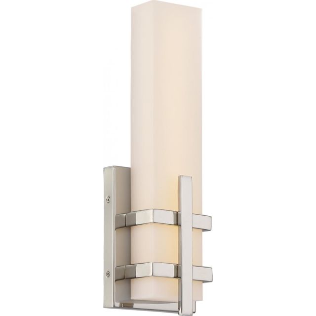 Satco Nuvo Grill Single LED Wall Sconce, 13W, 3000K, Polished Nickel Finish
