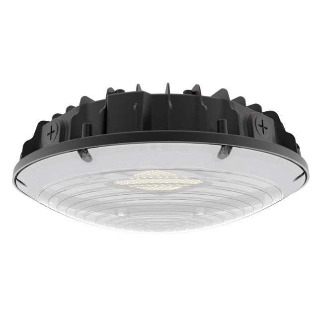 Stonco Round Wattage and CCT Selectable LED Garage Canopy, 28/40/60W, 3000/4000/5000K, 120-347, 3870-9130 Lumens, Bronze