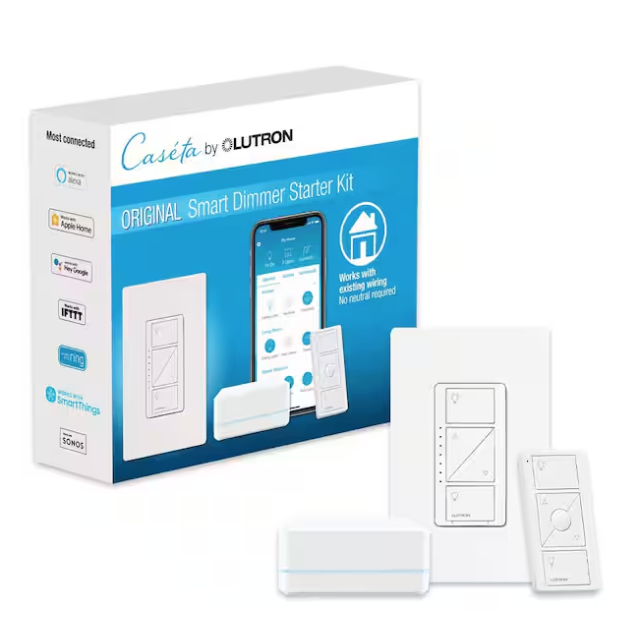 Caseta Smart Lighting Dimmer Switch Starter Kit with Smart Hub