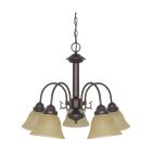 Satco Nuvo Ballerina, 5 Light, 24 in., Chandelier with Champagne Linen Washed Glass