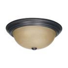 Satco Nuvo 3 Light, 15 in., Flush Mount with Champagne Linen Washed Glass