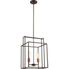Satco Nuvo Lake, 2 Light, 14 in., Square Pendant, Forest Bronze with Copper Accents Finish