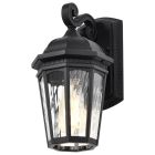 Satco Nuvo East River Collection Outdoor 12 inch Small Wall Light, Matte Black Finish with Clear Water Glass
