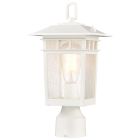 Satco Nuvo Cove Neck Collection Outdoor Medium 14 inch Post Light Pole Lantern, White Finish with Clear Seeded Glass