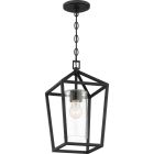 Satco Nuvo Hopewell, 1 Light, Hanging Lantern, Matte Black Finish with Clear Seeded Glass