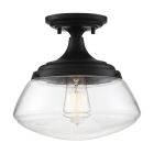Satco Nuvo Kew, 1 Light, Semi-Flush Fixture, Aged Bronze Finish with Clear Glass