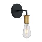 Satco Nuvo Ryder, 1 Light, Wall Sconce Fixture, Black Finish with Brushed Brass Sockets