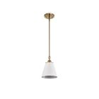 Satco Nuvo Dover, 1 Light, Small Pendant, White with Vintage Brass