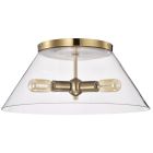 Satco Nuvo Dover, 3 Light, Large Flush Mount, Vintage Brass with Clear Glass