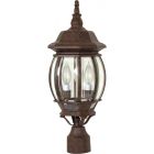 Satco Nuvo Central Park, 3 Light, 21 in., Post Lantern with Clear Beveled Glass