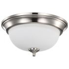 Satco Nuvo Center Lock 13 Inch LED Flush Mount, 19 Watt, 3000K, Brushed Nickel Finish, Frosted Glass