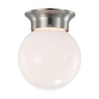Satco Nuvo 8 Watt, 6 inch, LED Flush Mount Fixture, 3000K, Dimmable, Brushed Nickel, Frosted Glass
