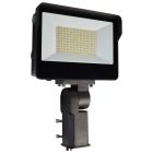 Satco Nuvo LED Tempered Glass Flood Light with Bypassable Photocell, CCT Selectable 3K/4K/5K, Wattage Adjustable 100W/125W/150W, ColorQuick and PowerQuick Technology, Bronze Finish