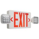 Satco Nuvo Combination Red Exit Sign/Emergency Light, 90min Ni-Cad backup, 120/277V, Dual Head, Single/Dual Face, Universal Mounting, Remote Compatible
