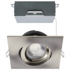 Satco Nuvo 12 Watt LED Direct Wire Downlight, Gimbaled, 4 Inch, CCT Selectable, Square, Remote Driver, Brushed Nickel Finish, 850 Lumens, 120 Volt