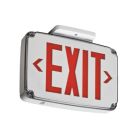 Lithonia White Wet Location Exit Sign, Single face, Red Letters